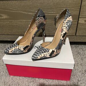 Gray snake print heels